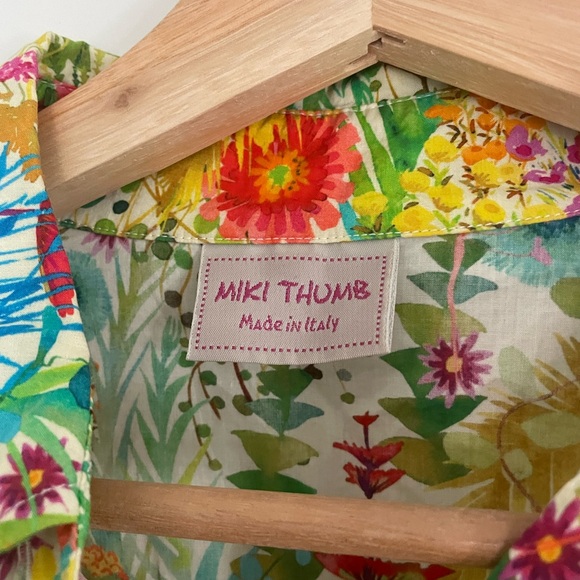 Miki Thumb Liberty fabric cotton shirt in very beautiful vibrant floral print - Picture 2 of 4